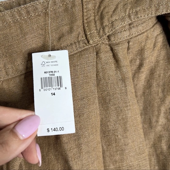 Banana Republic Minna Wide Leg Pants Womens 14 100% Linen Tan Brown T - Picture 4 of 10